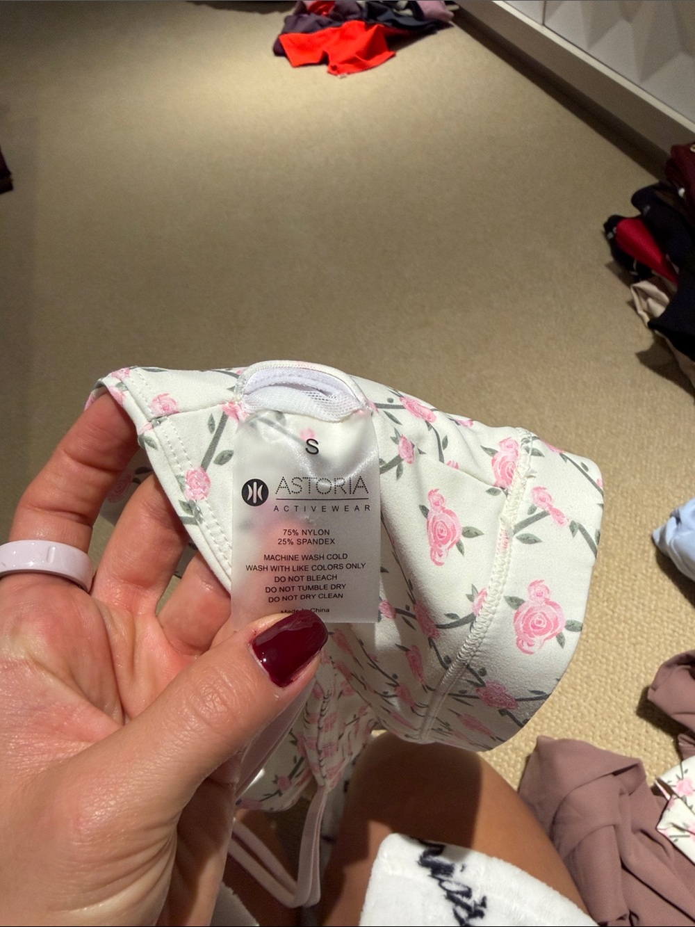 Floral Pink Rose Print Bralette Sports Bra - Women - Picture 4 of 4